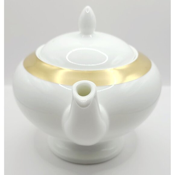 Wedgwood Satine Gold Teapot Porcelain New with Tags - Picture 2 of 12